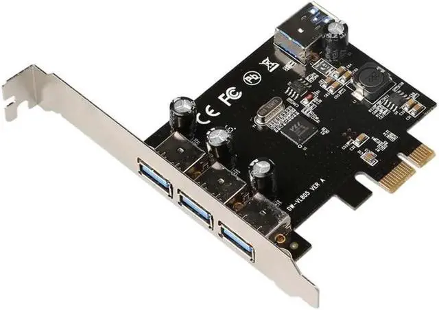 Alt view image 3 of 4 - PCI-E USB 3.0 expansion card 4 Ports PCI Experss Controller Card with power USB 3.0 HUB