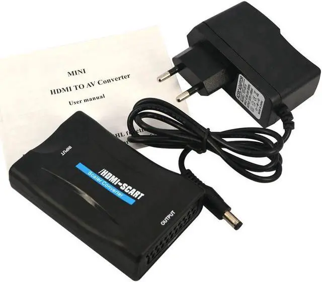 Alt view image 4 of 5 - AV Signal Adapter HD Receiver TV DVD 1080P HDMI to SCART Video Audio Upscale Converter with US/EU Power Plug