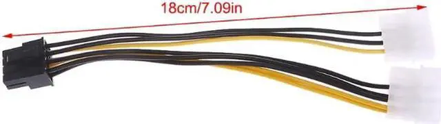 Alt view image 5 of 5 - 2x 4-Pin Molex LP4 To 8-Pin PCI Express Video Card ATX PSU Power Adapter Cable