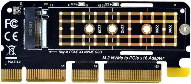 Alt view image 6 of 6 - NVME Adapter M.2 NVME PCIE to M2 Adapter SSD M2 NVME PCI Express X16 X8 X4 Raiser M.2 PCIE SSD PCI E M.2 Adapter Add On Card