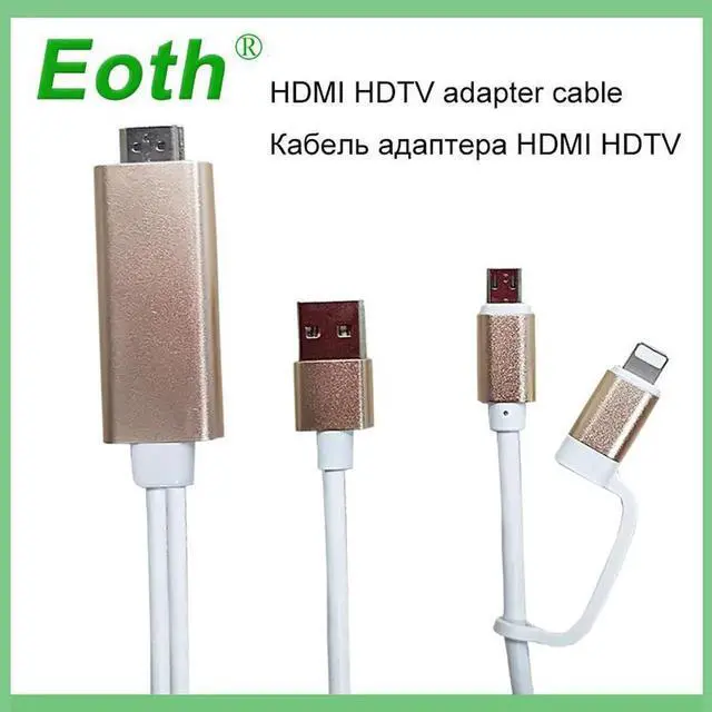 Main image of Eoth Micro USB & Lighting to HDMI Cable HDTV Digital AV Adapter TV Dongle HDMI 1080P Converter Cable for iPhone Samsung Huawei
