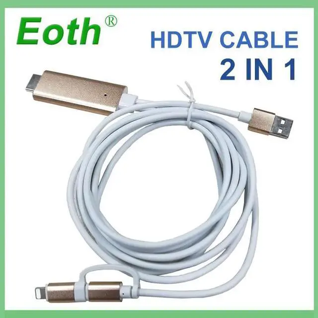 Alt view image 4 of 6 - Eoth Micro USB & Lighting to HDMI Cable HDTV Digital AV Adapter TV Dongle HDMI 1080P Converter Cable for iPhone Samsung Huawei