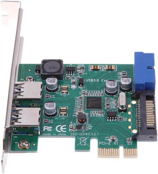 Main image of 4 Ports USB 3.0 PCIe PCI Express Expansion Card 2 External Ports & 2 Internal 19Pin Header for PCI-E x1/x4/x8/x16 Computer PC