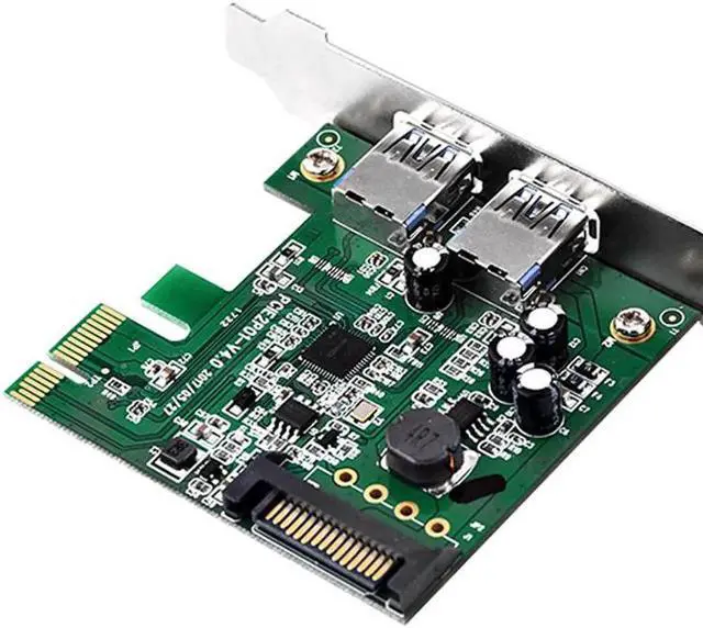Alt view image 6 of 6 - 2 Port Super Speed USB3.0 5Gbps PCI-E Express Card with a 15pin SATA Power Connector Low Profile Bracket USB 3.0 Expansion Card