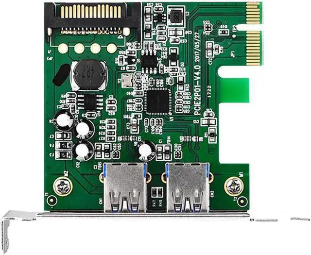 Main image of 2 Port Super Speed USB3.0 5Gbps PCI-E Express Card with a 15pin SATA Power Connector Low Profile Bracket USB 3.0 Expansion Card