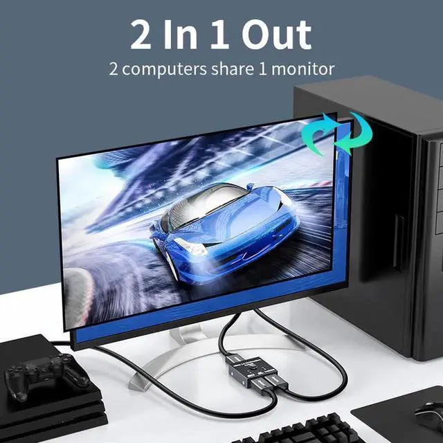 Alt view image 2 of 6 - Unnlink 4K 60Hz HDMI Switch 2 Ports 2 In 1 Out Video Splitter for Laptop PC Xbox PS3/4/5 TV Box to Monitor TV Projector Adapter