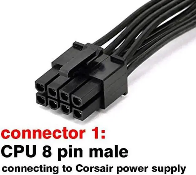 Alt view image 3 of 6 - Aomoproing CPU 8 Pin Male to CPU 8 Pin (4+4) Male EPS-12V Motherboard Power Adapter Cable for C*orsair Modular Power Supply (60cm)