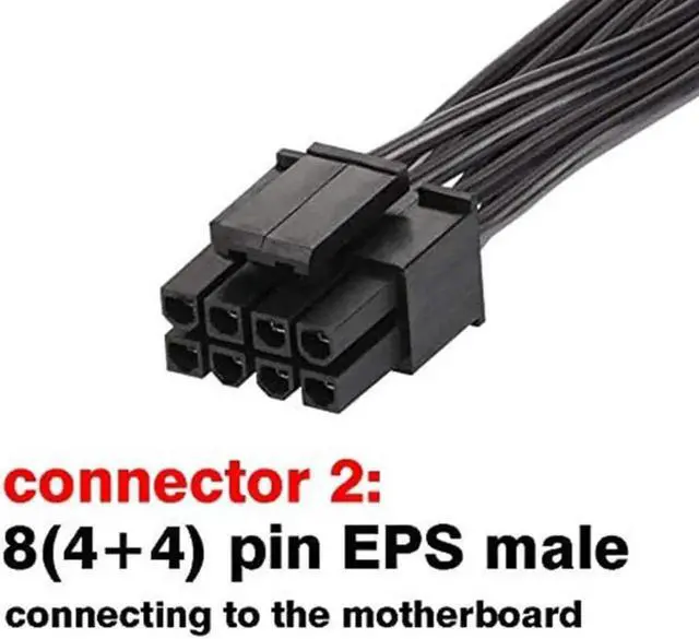 Alt view image 4 of 6 - Aomoproing CPU 8 Pin Male to CPU 8 Pin (4+4) Male EPS-12V Motherboard Power Adapter Cable for C*orsair Modular Power Supply (60cm)