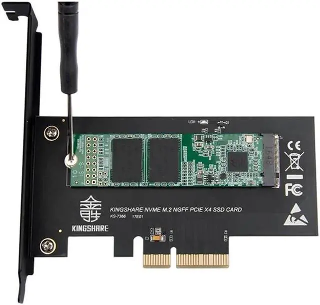 Alt view image 4 of 5 - PCIe PCI-e PCI express x4 to NGFF M.2 M key for NVMe SSD Adapter Card