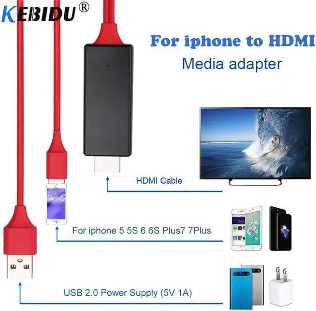 Alt view image 5 of 6 - 8 Pin to HDMI Cable HD 1080P HDMI Adapter Converter Cable 1.8M for Apple tv for iPhone for IOS