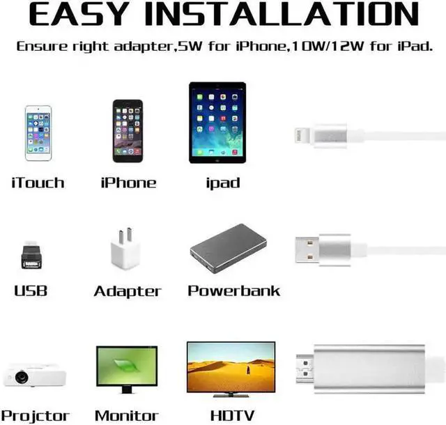 Alt view image 6 of 6 - HDMI Cable For Lightning to HDMI Cable HDTV TV AV Adapter USB Cable 1080P For iPad Air /iPad mini 2 3 4 iPhone X 8 7 6S Plus iOS