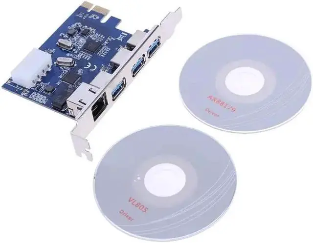 Alt view image 4 of 6 - PCI-E PCI Express to External 3 Port USB 3.0 and Gigabit Network Ethernet Card Adapter Converter Add On Cards for PC Desktop