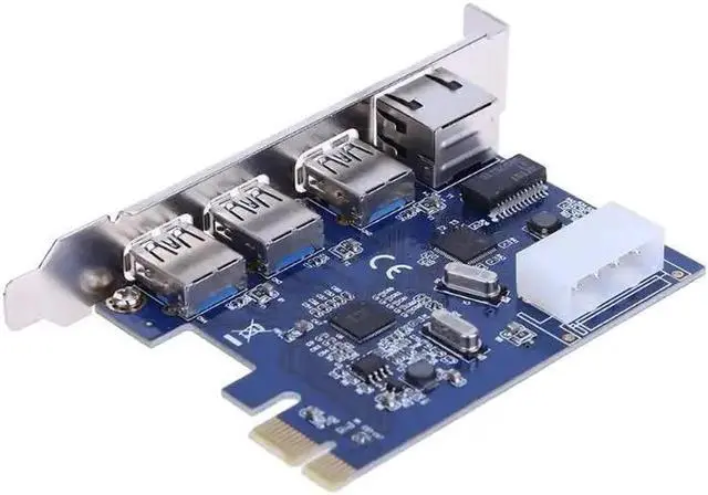 Alt view image 5 of 6 - PCI-E PCI Express to External 3 Port USB 3.0 and Gigabit Network Ethernet Card Adapter Converter Add On Cards for PC Desktop