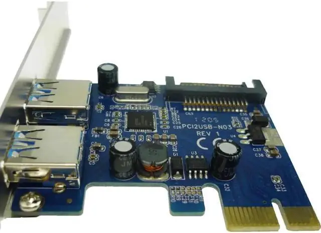 Alt view image 5 of 6 - 2 Port USB 3.0 PCI Express PCI-E Card Adapter+ Front Panel Expansion Bay