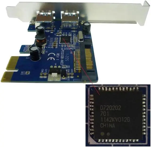 Alt view image 4 of 6 - 2 Port USB 3.0 PCI Express PCI-E Card Adapter+ Front Panel Expansion Bay