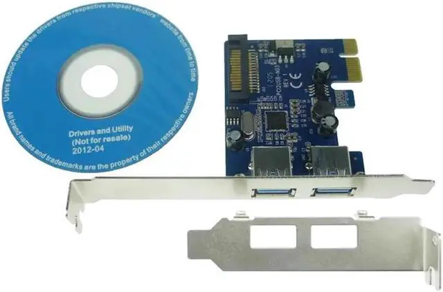 Alt view image 6 of 6 - 2 Port USB 3.0 PCI Express PCI-E Card Adapter+ Front Panel Expansion Bay