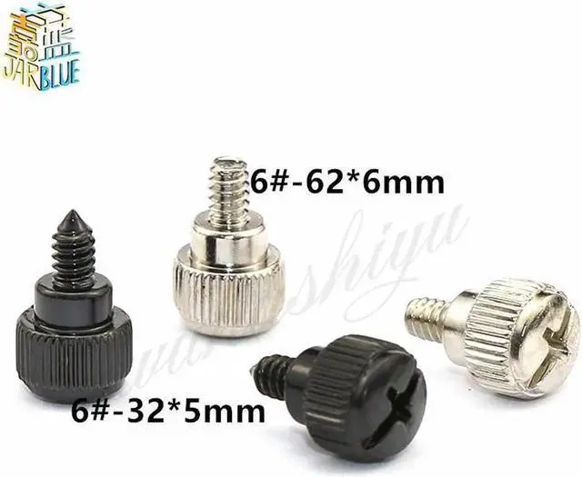 Main image of 6# 32*6 Black Silvery Phillips Head Thumb Screw Bolt Thumbscrew for PC Computer Case Cover Power Supply PCI Slots DIY Toolless