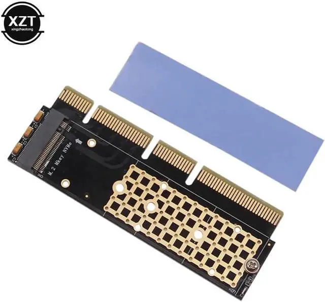 Alt view image 2 of 6 - M.2 NVMe Adapter SSD to PCIe Card M2 Key M Driver with Silicone Cooling Pad Hard Drive Adapter Support PCIe x4x8x16 Slot