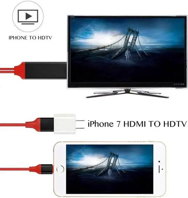 Alt view image 3 of 5 - 1080P HDMI Cable For Lightning to HDMI HDTV TV Adapter USB Cable For iPhone5 5S 6 6 Plus 6S 6 Plus 7 8Plus