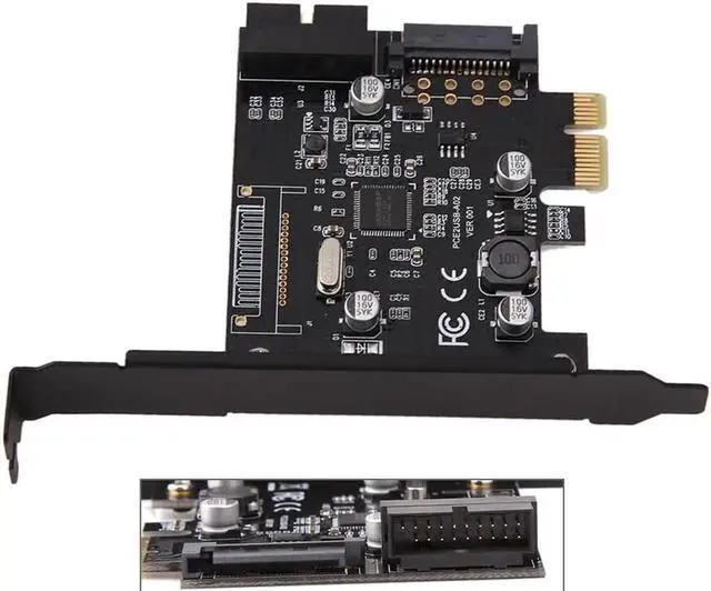 Alt view image 5 of 6 - PCI-E Express USB 3.0 PCI-E 19pin Connector and 15-pin SATA Power Expansion Card USB 3.0 Controller Adapter Add On Cards