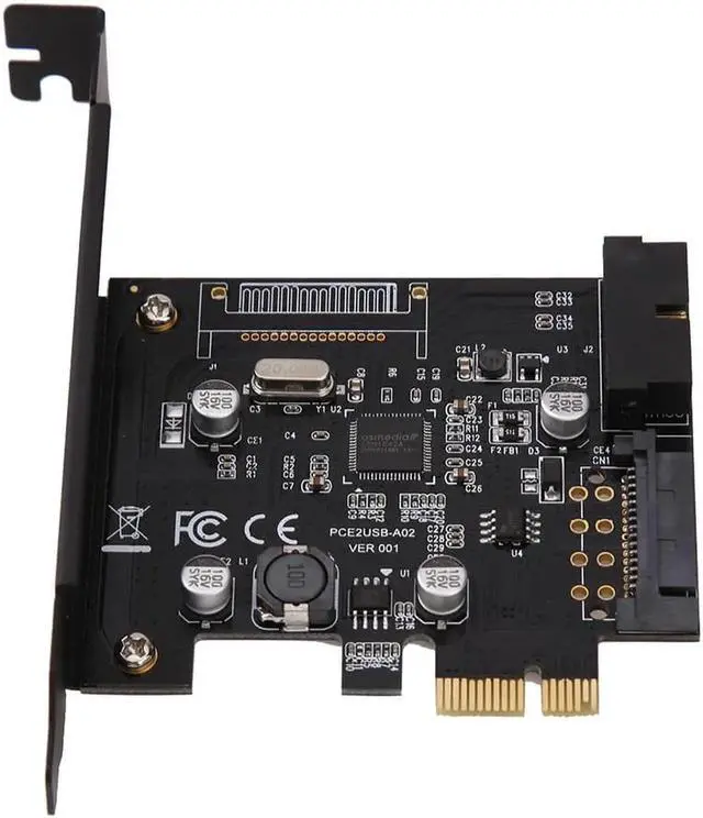 Alt view image 2 of 6 - PCI-E Express USB 3.0 PCI-E 19pin Connector and 15-pin SATA Power Expansion Card USB 3.0 Controller Adapter Add On Cards