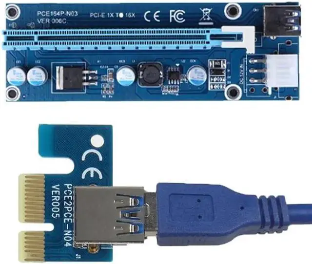 Alt view image 4 of 6 - PCI-E PCI E Express 1X to 16X Riser Card +USB 3.0 Extender Cable SATA 15 Pin-6Pin Power Cable 60CM for bitcoin mining miner