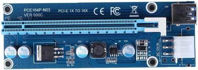 Alt view image 2 of 6 - PCI-E PCI E Express 1X to 16X Riser Card +USB 3.0 Extender Cable SATA 15 Pin-6Pin Power Cable 60CM for bitcoin mining miner