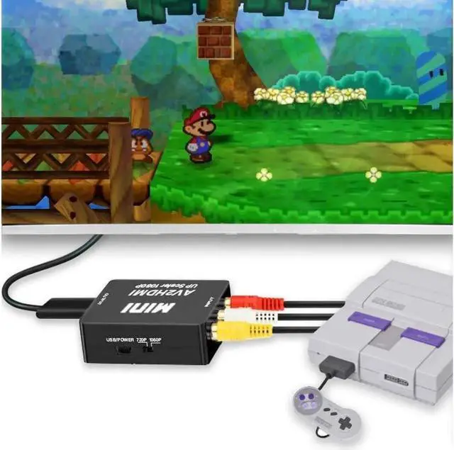 Alt view image 4 of 7 - RCA to HDMI Converter, 1080P RCA Composite CVBS AV to HDMI Video Audio Converter Adapter Compatible with N64 Wii PS2 Xbox VHS VCR Camera DVD, Support PAL/NTSC with USB Power Cable