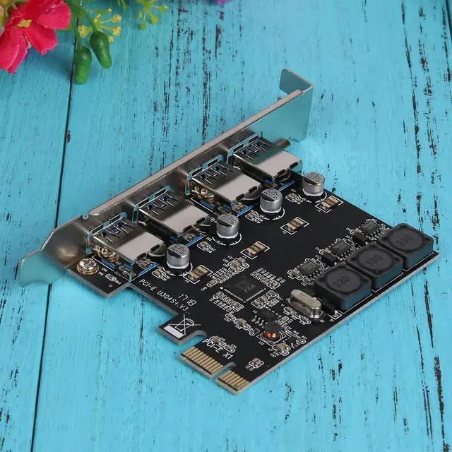 Alt view image 4 of 6 - PCI-E Expansion Post Card 4 Ports USB 3.0 PCI Express Card 5Gbps PCIE Card for Windows XP Linux windows8/8.1 windows10