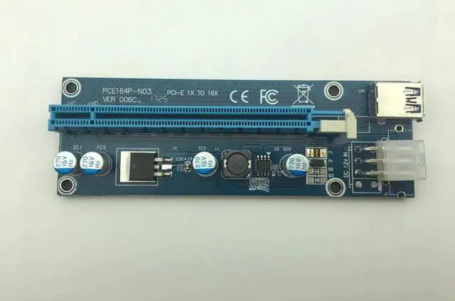 Alt view image 2 of 6 - 60cm USB 3.0 Mini PCI-E to PCIe PCI Express 1x to 16x Extender Riser Card Adapter SATA 6Pin Power Cable for Bitcoin BTC Mining