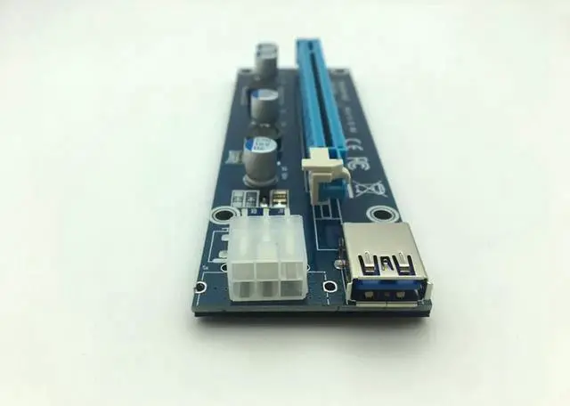 Alt view image 5 of 6 - 60cm USB 3.0 Mini PCI-E to PCIe PCI Express 1x to 16x Extender Riser Card Adapter SATA 6Pin Power Cable for Bitcoin BTC Mining
