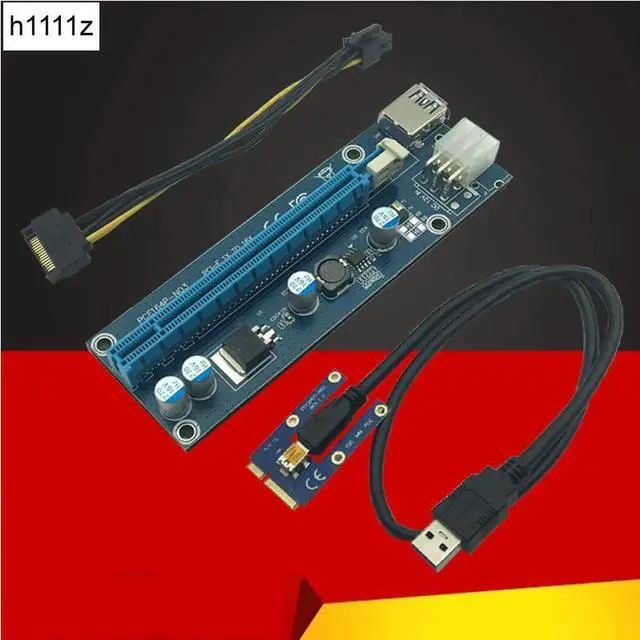 Main image of 60cm USB 3.0 Mini PCI-E to PCIe PCI Express 1x to 16x Extender Riser Card Adapter SATA 6Pin Power Cable for Bitcoin BTC Mining