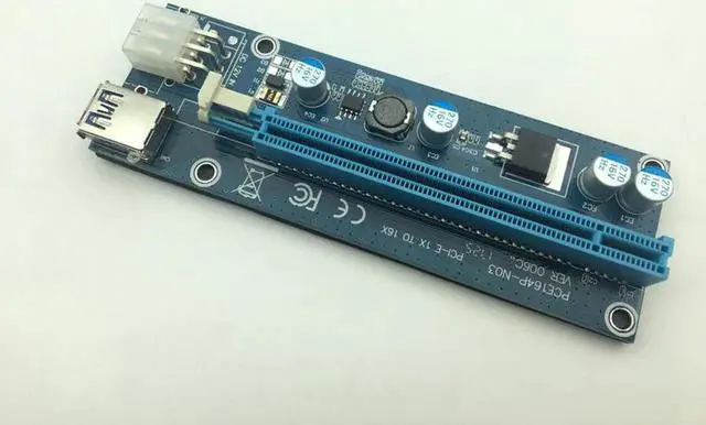 Alt view image 6 of 6 - 60cm USB 3.0 Mini PCI-E to PCIe PCI Express 1x to 16x Extender Riser Card Adapter SATA 6Pin Power Cable for Bitcoin BTC Mining