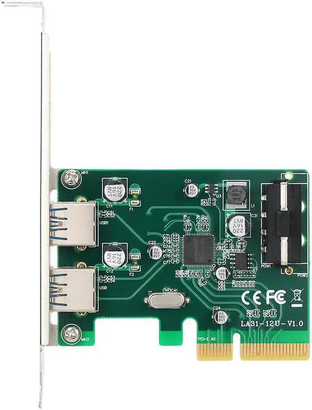 Alt view image 6 of 6 - PCI-E to 2-Port USB3.1 Type A PCI Express Expansion Card USB 3.1 Hub Controller Adapter Superspeed 10 Gbps 4Pin Asmedia Chipset