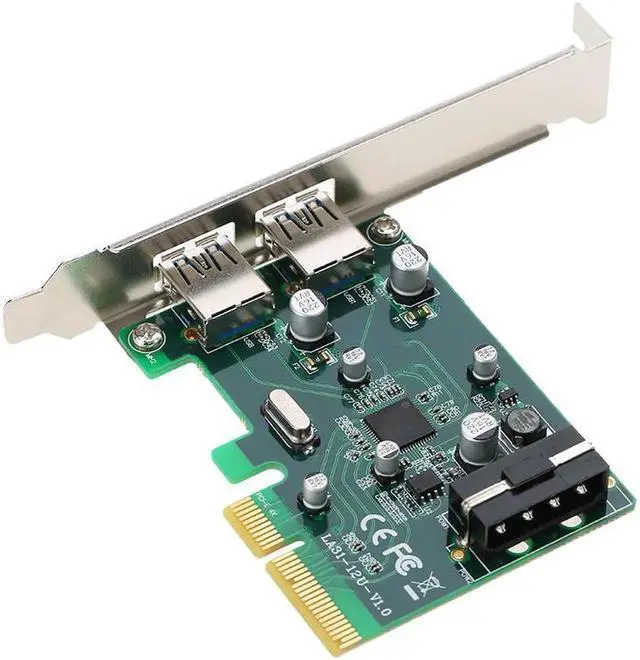 Alt view image 3 of 6 - PCI-E to 2-Port USB3.1 Type A PCI Express Expansion Card USB 3.1 Hub Controller Adapter Superspeed 10 Gbps 4Pin Asmedia Chipset