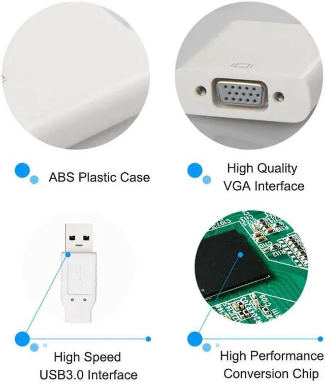 Alt view image 3 of 5 - USB 3.0 Male To VGA Female Converter Video Graphic Display Card External Cable Adapter 1080P For PC Laptop Projector TV