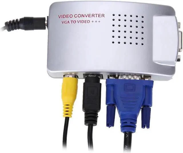 Alt view image 5 of 6 - PC Laptop VGA to TV RCA Composite Monitor S-video Signal Adapter Converter Switch Box with USB Power Cable