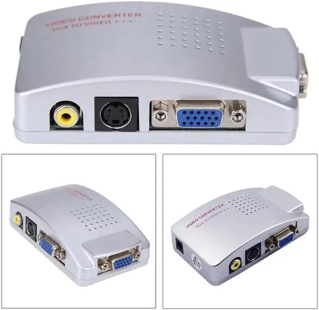 Alt view image 3 of 6 - PC Laptop VGA to TV RCA Composite Monitor S-video Signal Adapter Converter Switch Box with USB Power Cable