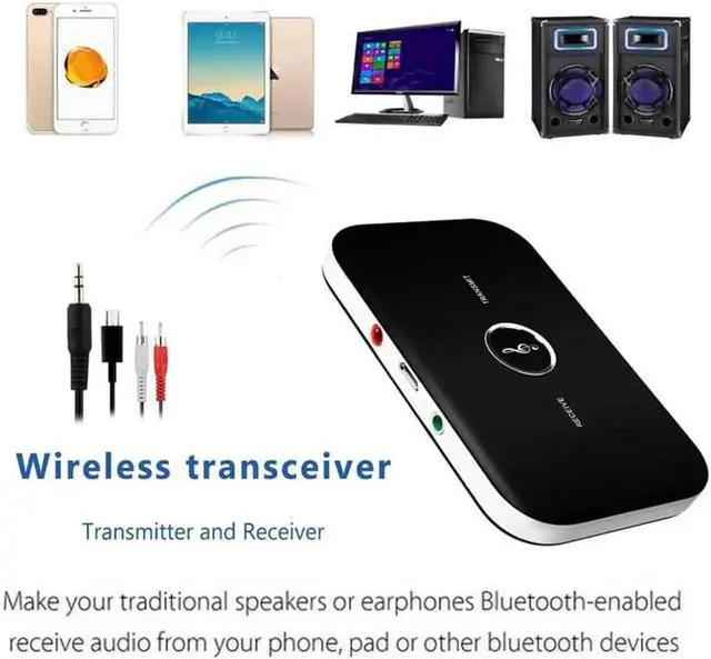 Alt view image 5 of 6 - B6 Bluetooth Adapter Wireless Audio Bluetooth Receiver and Transmitter 3.5MM Audio Input and Output for TV MP3