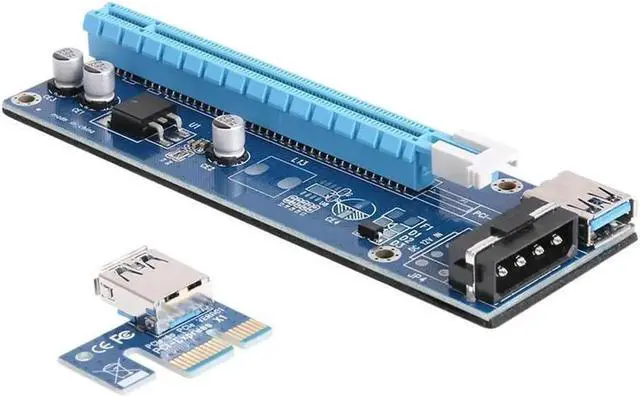 Alt view image 4 of 6 - Mini PCI-E to PCI Express Extender Riser Card PCIE 1x to 16x Slot USB3.0 Data Cable SATA to 6Pin Power Supply for Bitcoin
