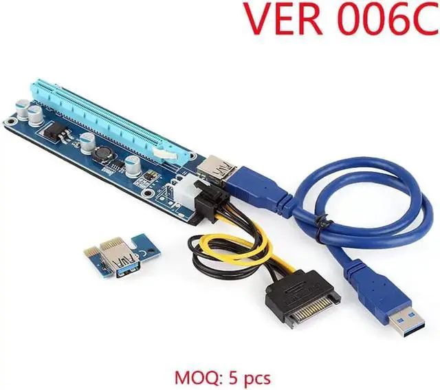Main image of 60cm USB 3.0 PCIe Riser Card PCI-E Express 1x to 16x Extender Riser Card SATA 15Pin-6Pin Power Cable for BTC Mining
