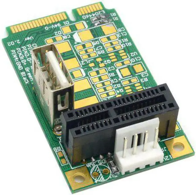 Alt view image 6 of 6 - Mini PCI Express To PCI-E 1x Board USB 2.0 Adapter PCIe Interface Card with 4Pin Power for Graphics Card Sound card
