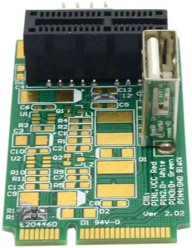 Alt view image 5 of 6 - Mini PCI Express To PCI-E 1x Board USB 2.0 Adapter PCIe Interface Card with 4Pin Power for Graphics Card Sound card