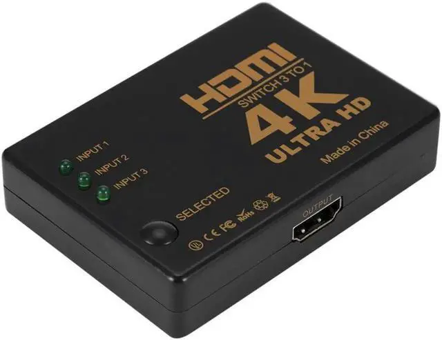 Alt view image 2 of 6 - HDMI Switch 4K Switcher 3 in 1 out HD 1080P Video Cable Splitter 1x3 Hub Adapter Converter for PS4/3 TV Box HDTV PC