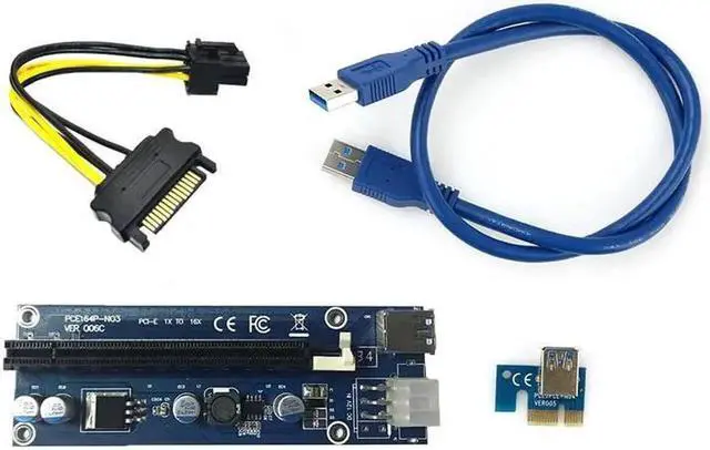 Alt view image 2 of 6 - Pcie Pci-e Pci Express Riser Card 1x To 16x GPU Usb 3.0 Extender Riser X1 X16 Card Adapter SATA 6Pin Power Cable For Miner