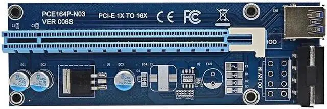 Alt view image 3 of 6 - 60cm PCI-E PCIe PCI Express 1x to 16x Riser USB 3.0 Extender Cable with Sata to 4Pin IDE Molex Power Supply for BTC Miner RIG
