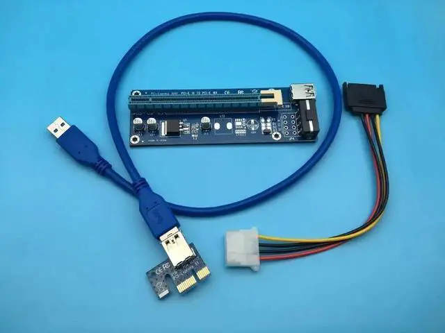 Main image of 60cm PCI-E PCIe PCI Express 1x to 16x Riser USB 3.0 Extender Cable with Sata to 4Pin IDE Power Supply for BTC Miner RIG