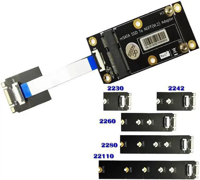 Alt view image 4 of 6 - mSATA Adapter mSATA SSD to M.2 NGFF Key B Adapter Converter Card Kits with FFC Cable Metal Extender Bracket Screws for Computer