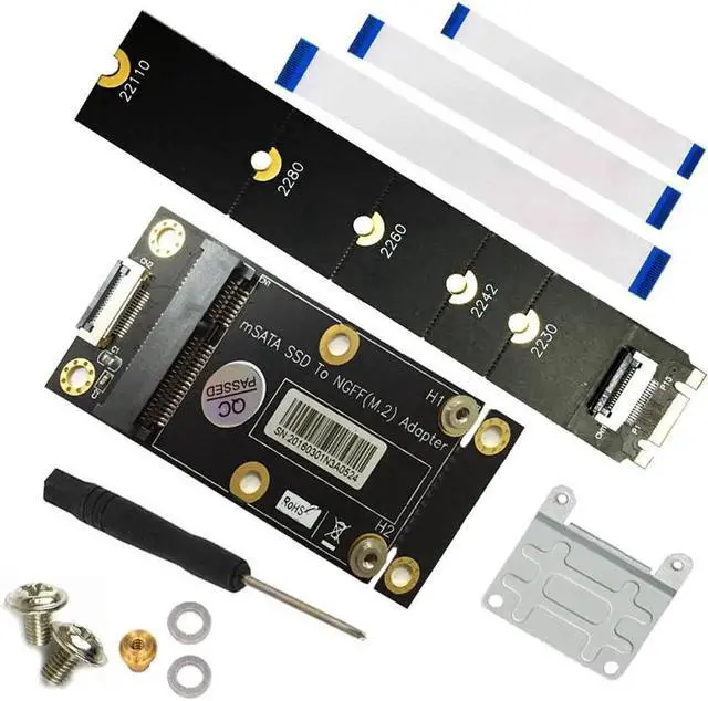Alt view image 6 of 6 - mSATA Adapter mSATA SSD to M.2 NGFF Key B Adapter Converter Card Kits with FFC Cable Metal Extender Bracket Screws for Computer