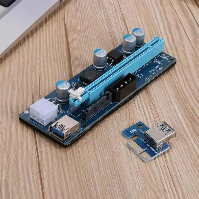 Alt view image 5 of 6 - 60CM PCI Express PCI-E 1X to 16X Riser Card Extender PCIE Adapter + USB 3.0 Cable & 15Pin SATA to 4Pin IDE Power Cord